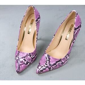 Liliana Angie-8E Women’s High Heels  Purple Snake Print Stiletto Pumps Size 6